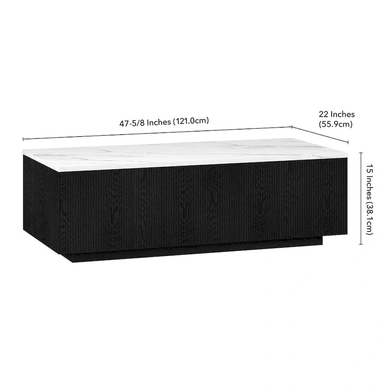 Reyes 48 Wide Rectangular Coffee Table with Faux Marble Top - 47.5 Wide