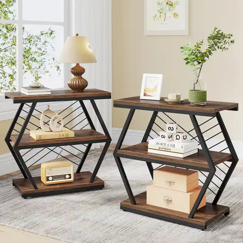 25 End Table 3-Tier Side Table with Metal Frame for Living Room Couch Side, Nightstands Bedsides Table for Bedroom