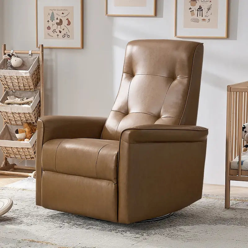 Valentin Modern Faux Leather Swivel Power Recliner with USB Ports by HULALA HOME