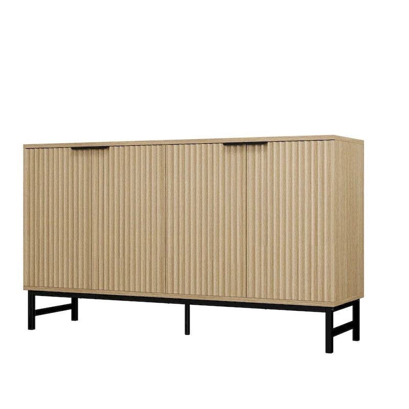 JASIWAY Buffet Table Kitchen Sideboard with Wavy-patterned Doors