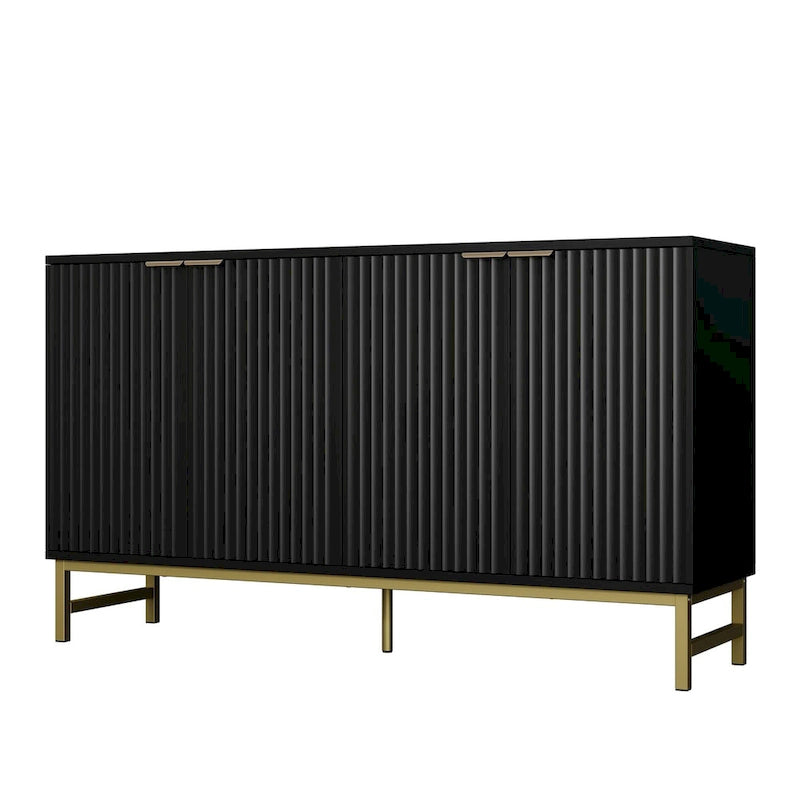 JASIWAY Buffet Table Kitchen Sideboard with Wavy-patterned Doors