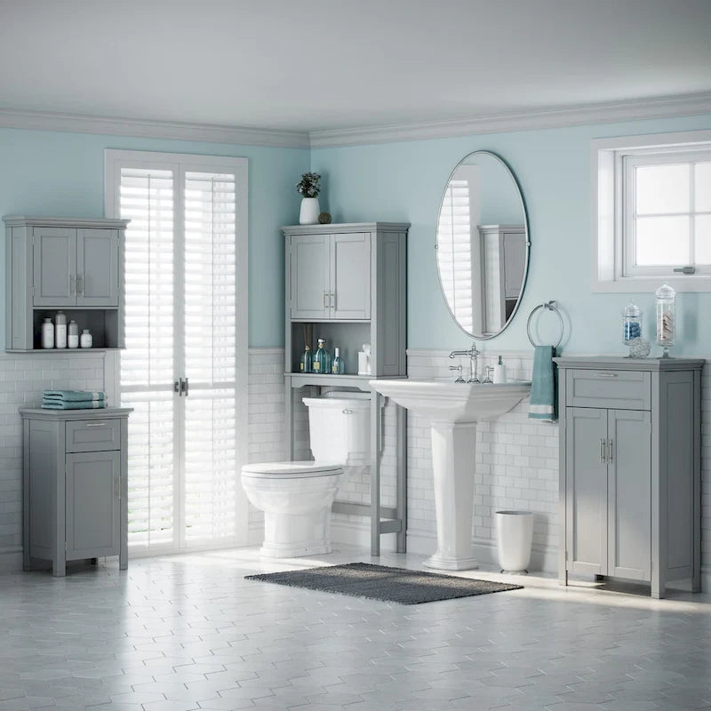 RiverRidge Somerset Over the Toilet Bathroom Spacesaver Wall Medicine Storage Cabinet with Adjustable Shelf - Gray