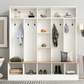 66.9 W Hall Tree with Storage Bench,Cube Storage,Shelves and 8 Hooks