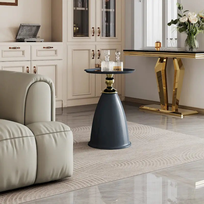 Luxury Design Iron End Table, Minimalist Round Side Table for Small Space